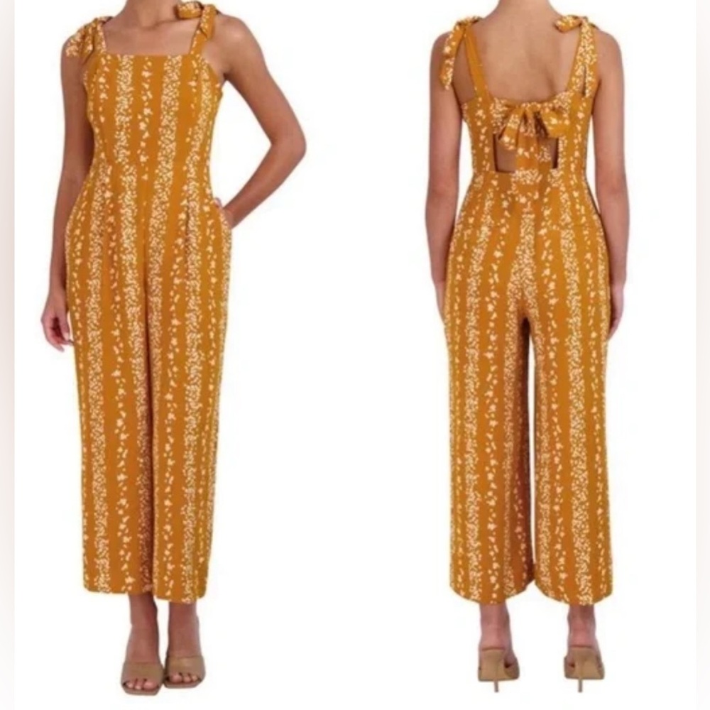 BCBG Mustard Floral Jumpsuit xxl   C15